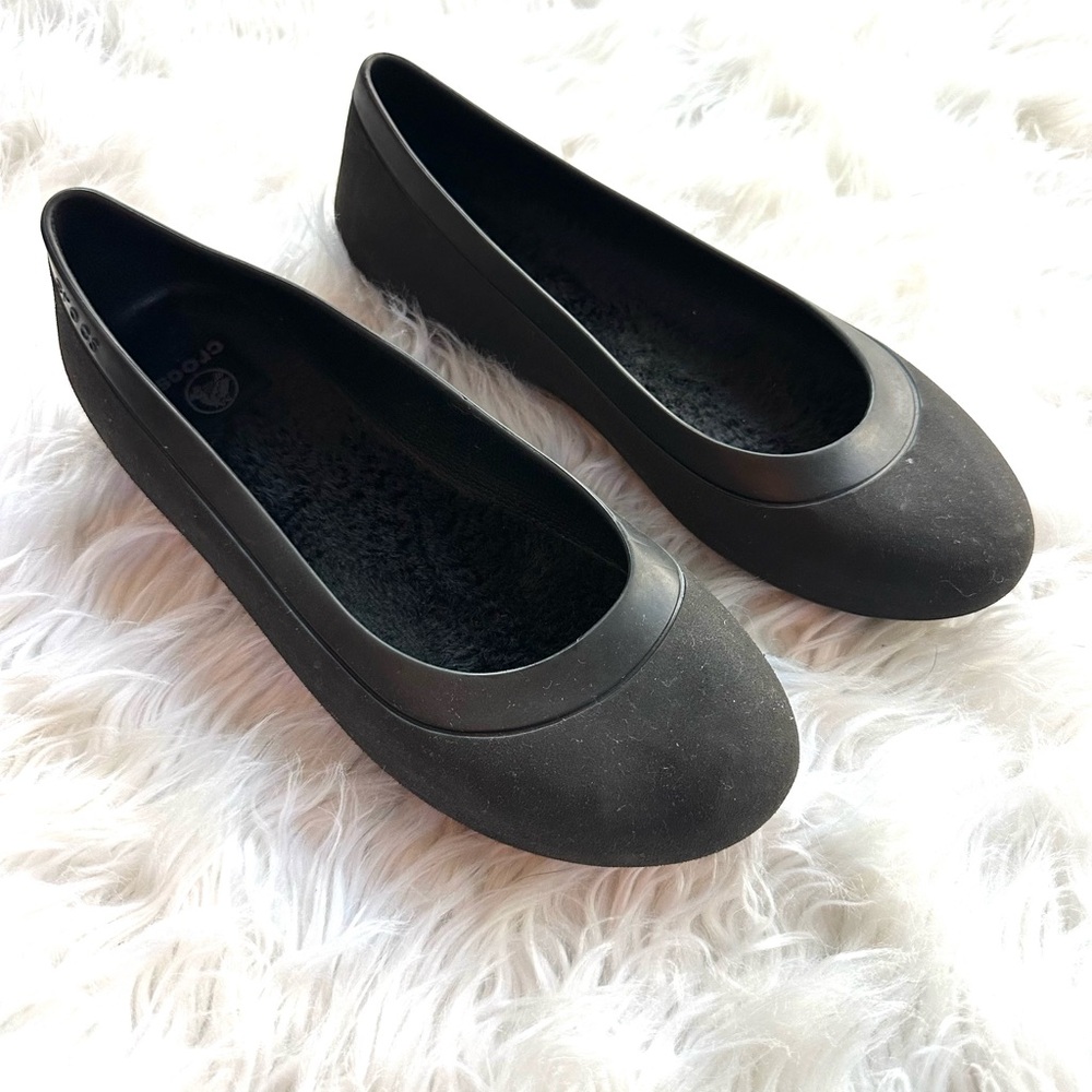 Crocs Mammoth Faux Fur Lined Ballet Winter Black WOMEN'S Flats size 11